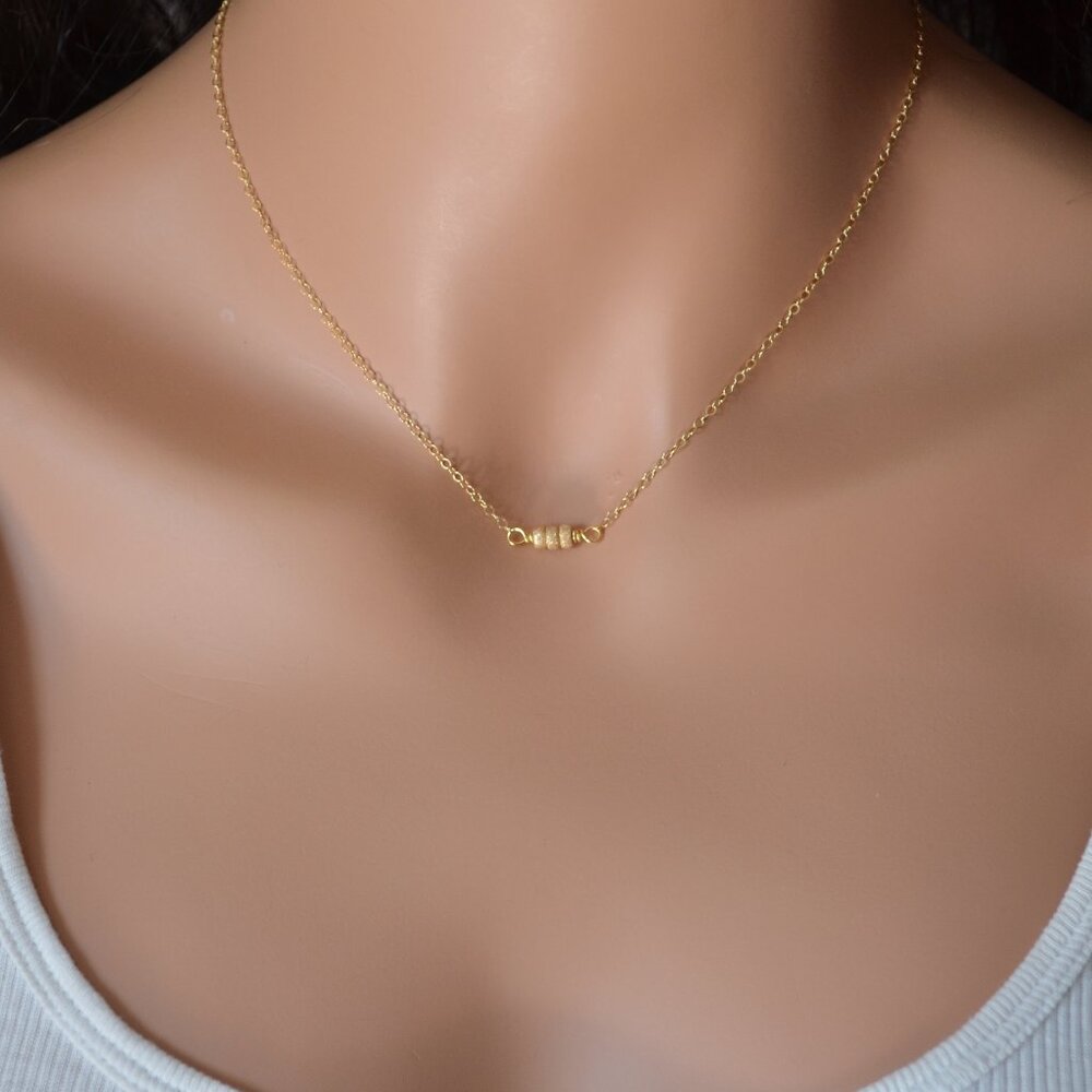 Simple Gold Beaded Choker Necklace for Women